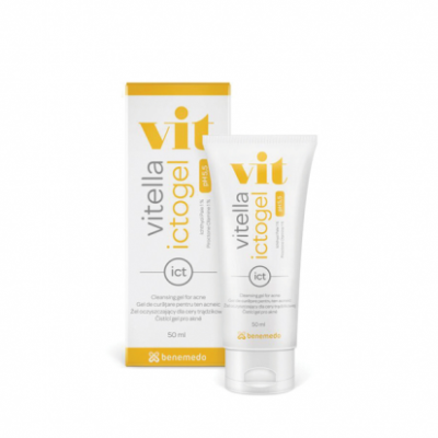 VITELLA ICTOGEL CLEANSING GEL FOR ACNE | Attīrošs gels aknes skartai ādai, 50 ml